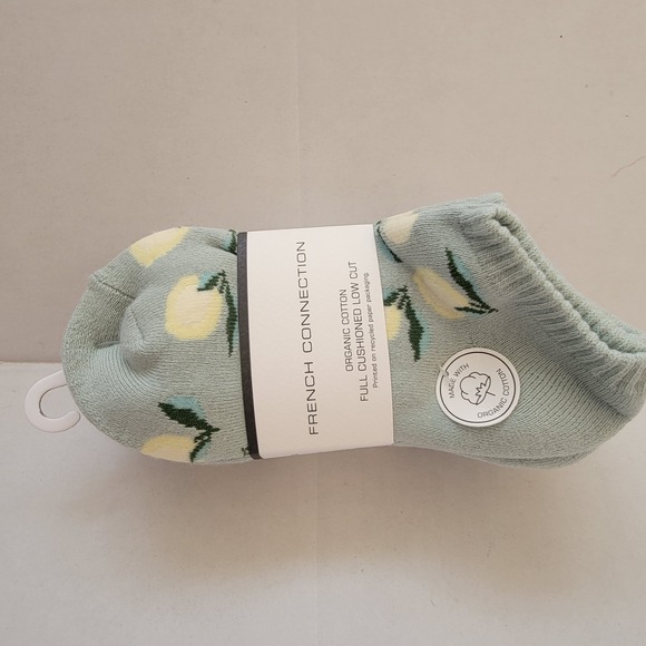 FRENCH CONNECTION ORGANIC COTTON Lemon Cocktails 5 Pk Low Cut Socks Shoe Sz 4-10 - Picture 1 of 6